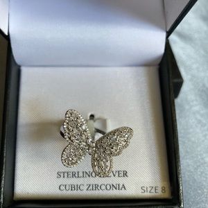 🌻NIB Size 8 Butterfly Sterling Silver Cubic Zirconia